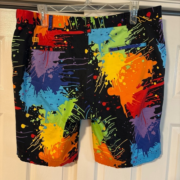 Loudmouth Golf Colorful Splash Men's Flat Front Shorts - Picture 2 of 2